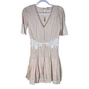 Free People Peach Beaded Lace Detail Dress Feminine Girly Drop Waist 2